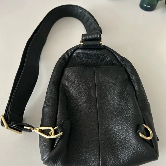 Black Leather Mini Backpack/sling bag. - Picture 2 of 2
